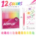 Set van 12 acryl gelpennen voor tekenen, journaling en schoolnotities. Fijne punt. - 12 kleuren (roze serie)