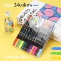 Acrylic Marker Pens Set 24 Colors 1-5mm Fine Point Art Drawing Graffiti Pens Dual - 12 Pens / 24 Colors