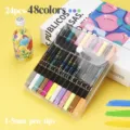 Acrylic marker pen set dual tip art painting markers for students kids graffiti drawing 48 colors - 24 Pens / 48 Colors