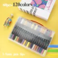 Lot de 60 Marqueurs Acrylique 120 Couleurs avec Boite de Rangement Transparente pour Peinture Art - 60 Pièces 120 Couleurs