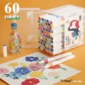 60 kleuren acryl stift set voor kinderen kunst tekenen, watergedragen pennen met opbergdoos. - 60 Kleuren