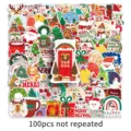 Weihnachten wasserdichte Vinyl Aufkleber 100 Stueck, suesse Weihnachtsmotive fuer Laptop und Flasche - 100 Stück/Packung / Weihnachten Bunt