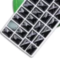 Strass rectangulaires noirs en verre à coudre avec deux trous pour accessoires de vêtements DIY. - 8x10mm 48 Pièces/Paquet / Noir