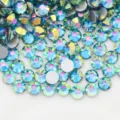Estrases planos de vidrio color AB cristales para nail art y decoracion de joyas DIY. - 301 base plateada – azul pavo real fantasma