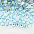 Blaue AB Flachrücken Strasssteine Kristall Glas Steine für Nagelkunst DIY Handwerk Schmuck - SS8 ca. 2,5 mm 1.440 Stk. / 307 Silberbasis – Mystisches Seeblau