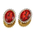 Accessoire de bijoux DIY en strass ovale à double couche rouge pour la décoration de robes. - Rouge