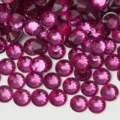 Large size pink round glass flatback rhinestones for nail art and DIY phone case crafts. - SS3 Approx. 1440 Pcs / 1.3-1.4mm / 03 Purplish Red
