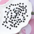 Heart-shaped crystal glass flat back hot fix rhinestones for dazzling nail art and DIY apparel. - 6x6mm 100 Pieces/Pack / Black