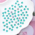 Teal heart crystal rhinestones detail shot, flatback glass gems for nail art and decor. - 6x6mm 100 Pieces/Pack / Peacock Blue