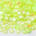 Yellow glass flatback rhinestones detail shot for DIY nail art and phone case accessories - ss3 (1.3-1.4mm) 1440 Pieces / Fluorescent Lemon Yellow AB