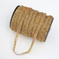 Detail view of 10mm resin rhinestone trim with silver bead chain, perfect for DIY crafts decor. - Golden