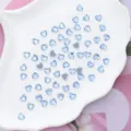 Light blue heart crystal rhinestones flatback glass diamonds for nail art and clothing decor - 6x6mm 100 Pieces/Pack / Light Blue