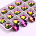 Colorful round sew-on glass crystals for DIY garments, shining apparel rhinestone accessories. - 12mm 40 Pieces/Pack / 50 Red Flame