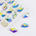 AB Kristal Strassstenen Naaien Vorm Dubbele Gaten Glas DIY Kleding Accessoires - 9x14 mm, 48 stuks/verpakking / Wit AB