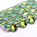 Bunte unregelmaessige Strasssteine zum Aufnaehen fuer DIY Hochzeitskleid Zubehoer. - 8x10 mm (48 Stk./Packung) / 51 Gelb-Grün schillernd