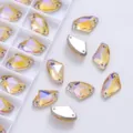 Hoge kwaliteit K9 bijl vorm AB kleur om te naaien dubbel gat glas kristal voor DIY accessoires - 9x14 mm, 48 stuks/verpakking / Gouden AB