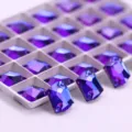 Lila Vulkan Aufnähbar Strasssteine Farbverlauf Kristall Perlen für DIY Kleid Bekleidung Handwerk - 8x10 mm (48 Stk./Packung) / 49 Blaue Flamme
