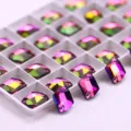 Vulkanfarbene spezielle ausgefallene Eiskristall Näh-Strasssteine für DIY Kleidung - 8x10 mm (48 Stk./Packung) / 50 Rote Flamme