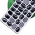 Schwarze ovale Strasssteine zum Aufnähen flache Rückseite Doppellöcher Kristall für DIY Handwerk - 11x16 mm 36 Stk./Packung / Schwarz