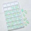 Lichtgroene AB markies kristal strass steentjes platte rug DIY accessoires voor jurken tassen - 6x12mm 72 stuks/pak / Lichtgroen opaal mocha