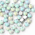 Round acrylic claw rhinestones colorful sparkling crystal gems for DIY craft sewing accessories - 8mm 50 Counts / 2 White AB