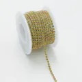 Rhinestone chain roll DIY crystal claw diamond trim for nail art and garment decoration sparkle - SS12 (3mm) 1 Yard/1 Pack / 40 Silver Base Yellow Glow