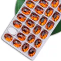Orange Ovale Aufnähsteine Flachrücken Glaskristalle für DIY Kleidung Zubehör Variante - 7x10 mm 72 Stk./Packung / Orangerot