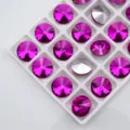 Round pointed back glass rhinestones sparkly crystal loose gems for DIY jewelry crafts. - Rose Red