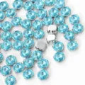 Round acrylic claw rhinestones, light blue, 4-hole hand-sewn DIY apparel accessories. - 8mm 50 Counts / 3 Lake Blue
