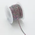 Roll of colorful rhinestone chain crystal cup chain DIY nail art jewelry decoration supply - SS12 (3mm) 1 Yard/1 Pack / 39 Silver Base Red Glow