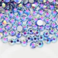 Flache AB Strasssteine für Nagelkunst und DIY Handwerk, glänzende Kristallglasdiamanten. - SS8 ca. 2,5 mm 1.440 Stk. / 279 Silberbasis – Mystisches Royalblau