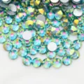 Strass planos AB cristales de vidrio para arte de uñas manualidades joyeria decoracion diy - 309 Base plateada - Verde pavo real místico