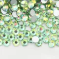 Brillantes diamantes de imitación planos AB para uñas y manualidades, hermosos cristales. - 305 Verde manzana mágico (fondo plateado)