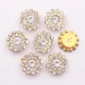 14mm runde Sonnenblumen Strasssteine, flache Rückseite glänzende Kristall Nähknöpfe Gold. - 50 Stk./Packung / Klarweiß