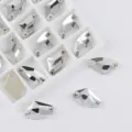 Flatback axe-shaped sew-on crystals, double-hole glass rhinestones for DIY apparel. - 7x12mm, 72 Pcs/Sheet / White 01