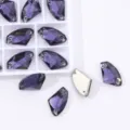 Purple axe shape sew-on glass crystal rhinestones for dress garment DIY accessories - 9*14mm 48 Pcs/Sheet / Violet