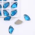 Blue axe shape K9 glass sew-on rhinestones for evening dresses, garments and DIY accessories. - Peacock Blue