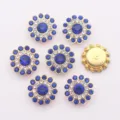 Diamantes de imitación girasol redondos de 14mm parte posterior plana botones de cristal - 50 Piezas/Paquete / Azul Zafiro