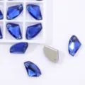 Blue axe shape K9 glass sew-on rhinestone crystals for wedding dress apparel DIY craft. - Royal Blue