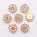 14mm botones de diamantes de imitación girasol base de oro mate accesorios de ropa - 50 Piezas/Paquete / Rojo Rosa