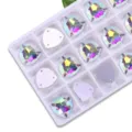 Fette dreieckige Glas-Flachrücken-Näh-Strasssteine für DIY-Kleidungsstücke und Schmuck. - 12mm 28 Stück/Packung / 02 Weiß AB
