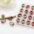 10x14mm Ovale Krallenzaehne Gruen Rosa Farbverlauf K9 Glassteine fuer DIY Kleidung Zubehoer - 10x14mm 10 Stück/Packung / Goldene Kralle 11