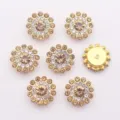14mm parte trasera plana girasol diamantes boton cristal coser base oro 6pcs - 50 Piezas/Paquete / Café