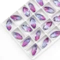 Farbverlauf Markise Glas Strass Anhänger, Einzelloch Kristall DIY Schmuck Zubehör Variante. - 9x18mm (10 Stk/Packung) / Lila-Blau-Verlauf
