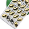 Glas strass stenen om te naaien markies vorm gaten mineraal goud kristal kralen kleding - 9*18 mm 28 st./pak / Goud