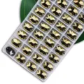 Mineralgold, ovale Glas-Näh-Strasssteine mit zwei Löchern für elegante Kleidungsstücke. - 11x16 mm 36 Stk./Packung / 22 Golderz