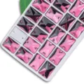 Strass en verre rectangulaires à double trou couleur AB cristaux cousus main pour les vêtements - 8x10mm 48 Pièces/Paquet / Violet Moyen