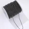 Dark metallic ball chain on white spool, ideal for DIY crafts, nail art decoration and jewelry. - Jet Hematite
