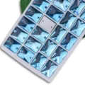 Boutons strass en verre rectangulaire bleu clair double trou accessoires de vêtement - 8x10mm 48 Pièces/Paquet / Bleu Lac
