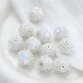 White iridescent DIY flower bead, rhinestone round spacer bead for beadable pens and bracelets. - 22mm / White